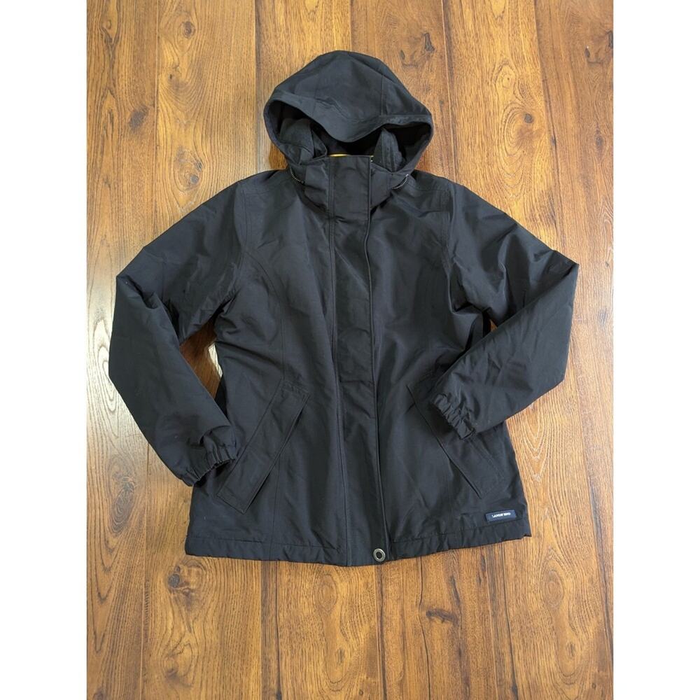 Lands' End Hooded Squall Black Jacket Women's S 6-8